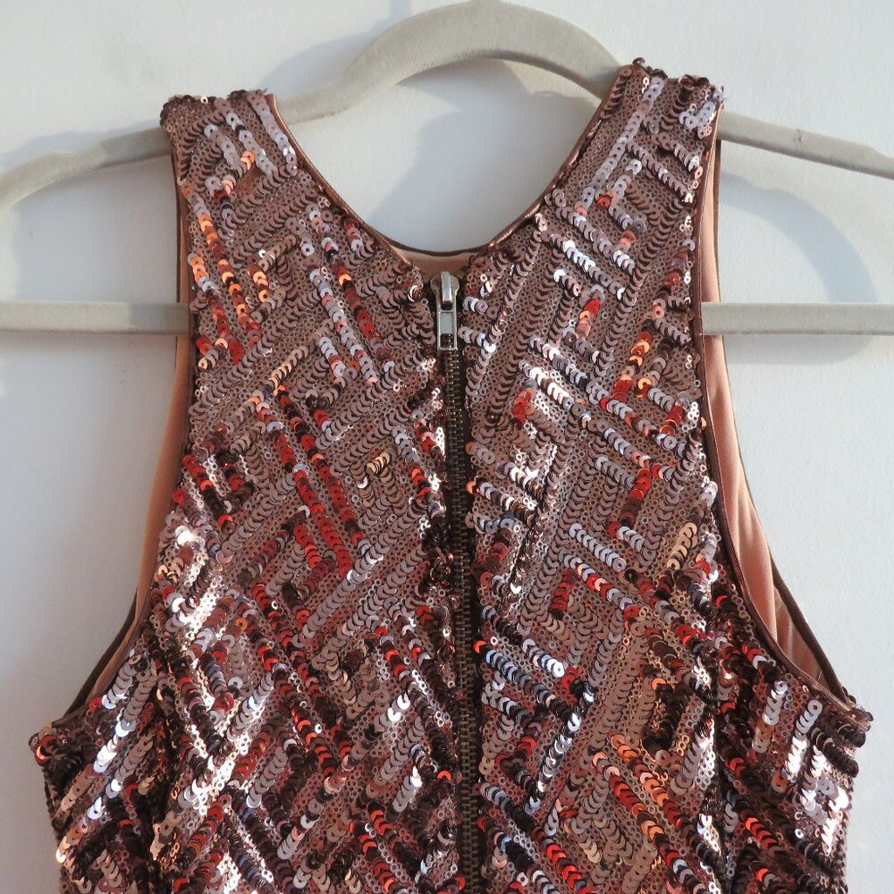 DRESS THE POPULATION Mia Bronze Sequin Mini Fit and Flare Dress - Size S - Picture 11 of 16